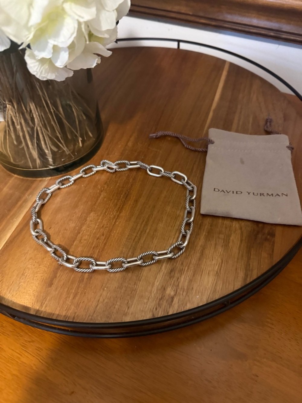 David Yurman Silver Twisted Cable Link Necklace